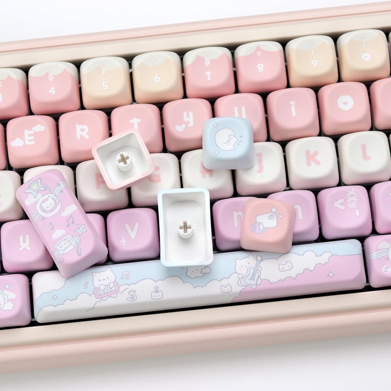 YMKPVR KBDiy Cute Rock Cat Keycaps Set 133 Keys KOA Profile Dye-Sublimation Kawaii Color Keycaps for Cherry Gateron MX Switches Gaming Mechanical Keyboards - Image 4